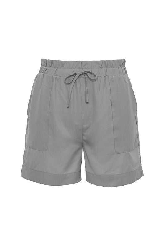 The Tencel Paperbag Short in steeple grey.