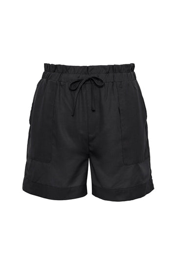 The Tencel Paperbag Short in black.