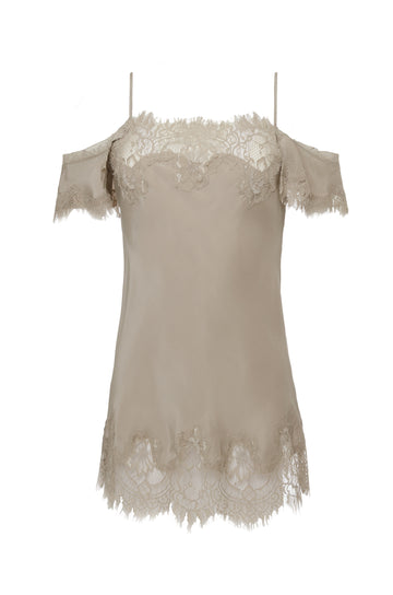 The Gigi Lace Silk Cami in birch.