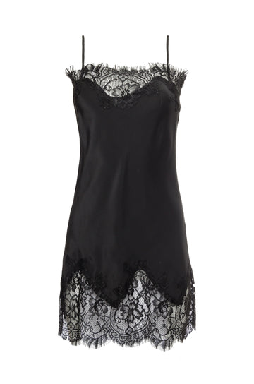 The Coco Lace Silk Tunic in black.